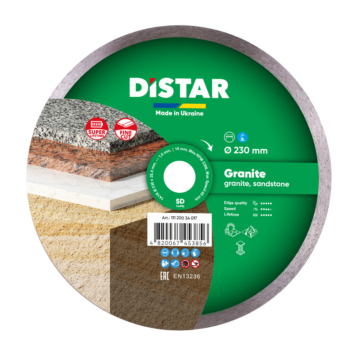 Круг алмазний вiдрiзний DISTAR 1A1R 230 Granite